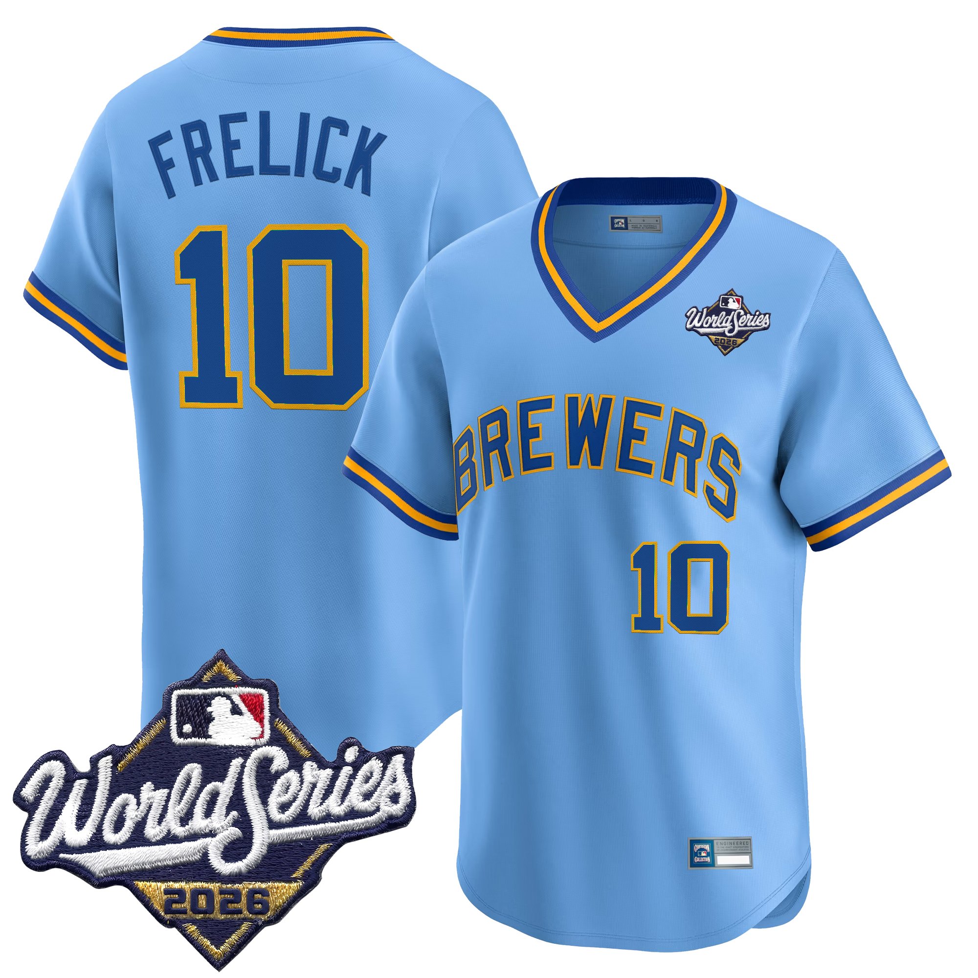 Milwaukee Brewers Sal Frelick 2026 World Series Throwback Vapor Limited Jersey - All Stitched - Blue