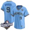 Milwaukee Brewers Jake Bauers 2026 World Series Throwback Vapor Limited Jersey - All Stitched - Blue