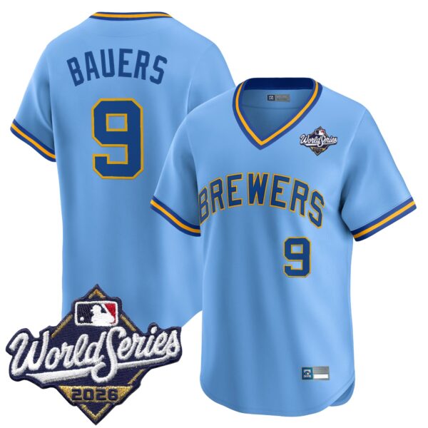 Milwaukee Brewers Jake Bauers 2026 World Series Throwback Vapor Limited Jersey - All Stitched - Blue