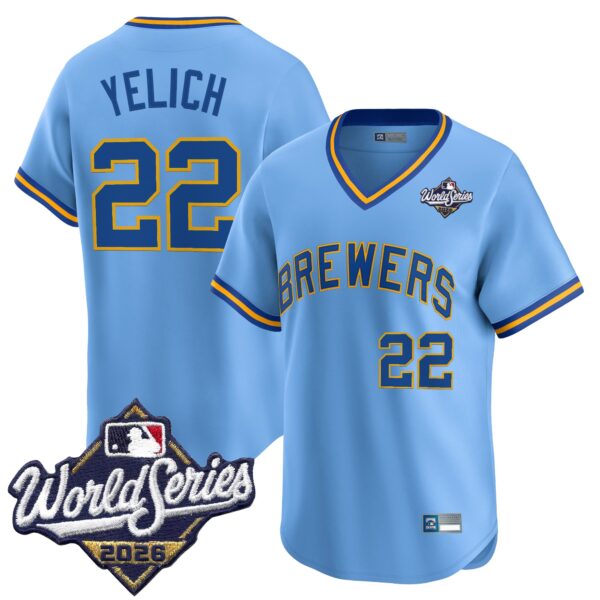 Milwaukee Brewers Christian Yelich 2026 World Series Throwback Vapor Limited Jersey - All Stitched - Blue