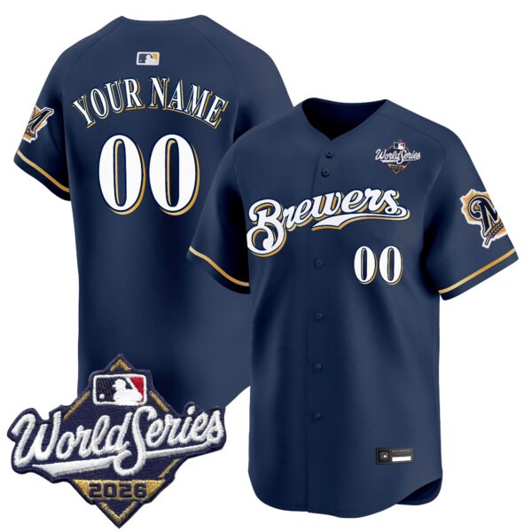 Milwaukee Brewers 2026 World Series Throwback Vapor Limited Custom Jersey - All Stitched - Navy