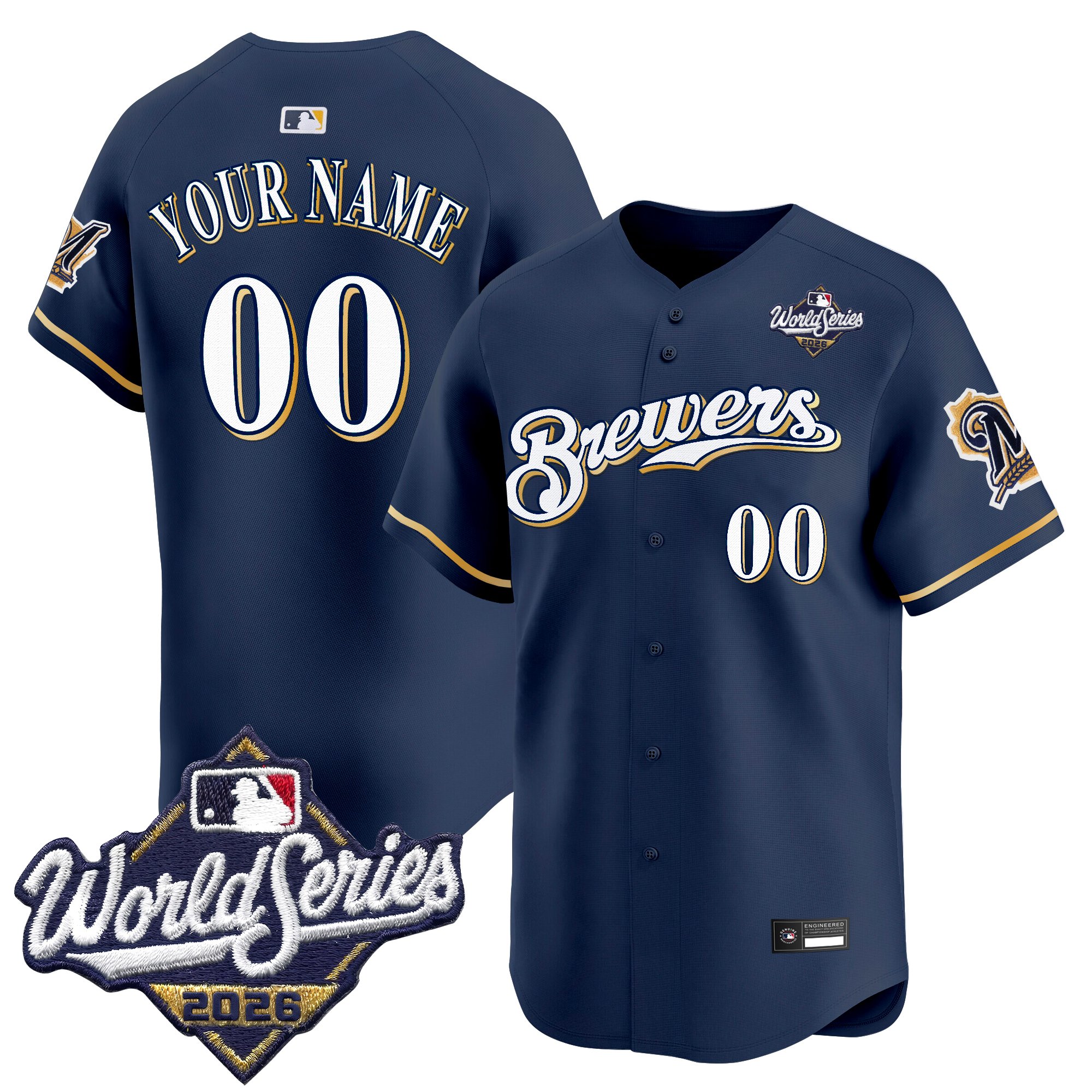 Milwaukee Brewers 2026 World Series Throwback Vapor Limited Custom Jersey - All Stitched - Navy