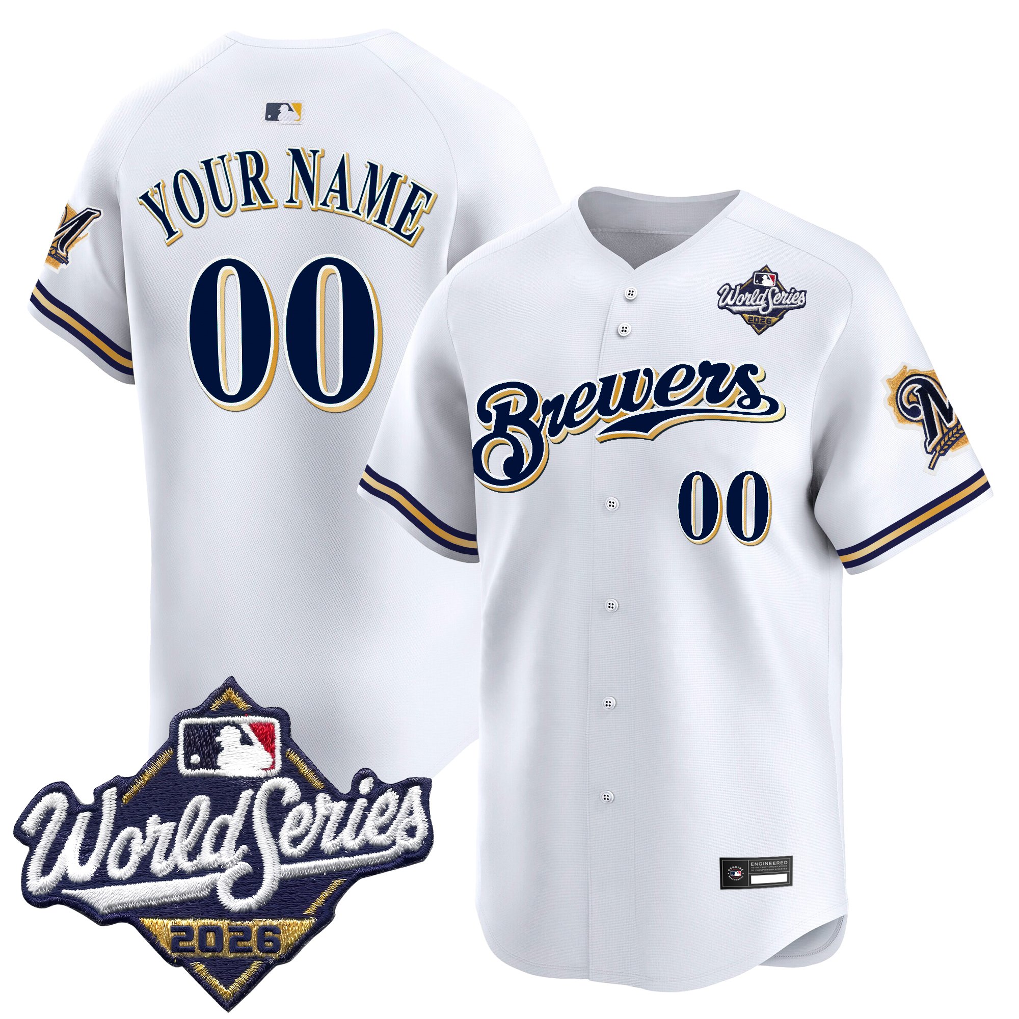 Milwaukee Brewers 2026 World Series Throwback Vapor Limited Custom Jersey - All Stitched - White