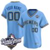Milwaukee Brewers 2026 World Series Throwback Vapor Limited Custom Jersey - All Stitched - Blue