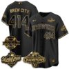 Milwaukee Brewers Brew City 2026 NL Champions Bob Uecker Patch Vapor Jersey - All Stitched - Black Gold