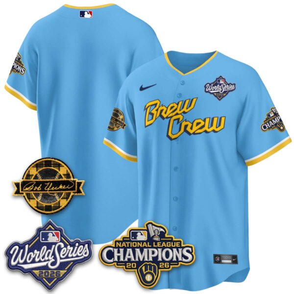 Milwaukee Brewers Team 2026 NL Champions Bob Uecker Patch Vapor Jersey V2 - All Stitched - City Connect