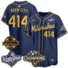 Milwaukee Brewers Brew City 2026 NL Champions Bob Uecker Patch Vapor Jersey - All Stitched - Navy