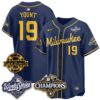 Milwaukee Brewers Robin Yount 2026 NL Champions Bob Uecker Patch Vapor Jersey - All Stitched - Navy