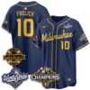 Milwaukee Brewers Sal Frelick 2026 NL Champions Bob Uecker Patch Vapor Jersey - All Stitched - Navy