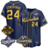 Milwaukee Brewers William Contreras 2026 NL Champions Bob Uecker Patch Vapor Jersey - All Stitched - Navy