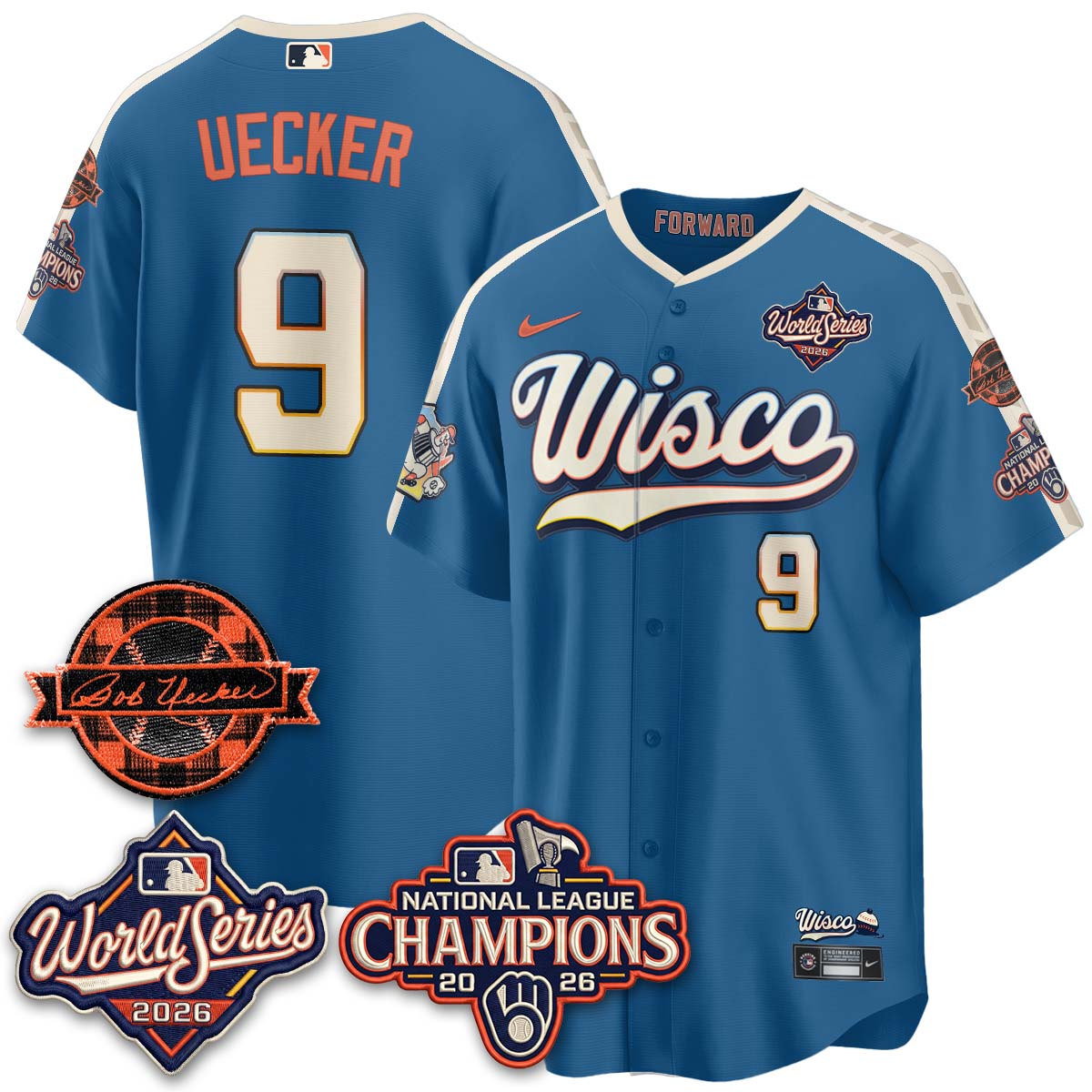 Milwaukee Brewers Bob Uecker 2026 NL Champions Bob Uecker Patch Vapor Jersey - All Stitched - City Connect