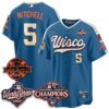 Milwaukee Brewers Garrett Mitchell 2026 NL Champions Bob Uecker Patch Vapor Jersey - All Stitched - City Connect