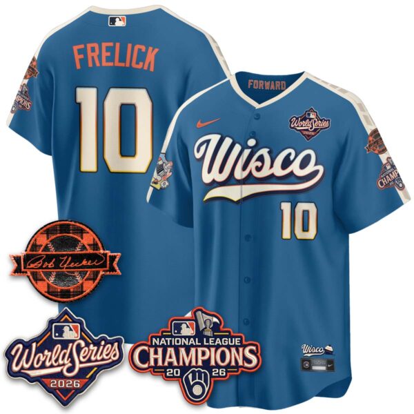 Milwaukee Brewers Sal Frelick 2026 NL Champions Bob Uecker Patch Vapor Jersey - All Stitched - City Connect