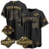 Milwaukee Brewers 2026 NL Champions Bob Uecker Patch Custom Vapor Jersey - All Stitched - Black Gold