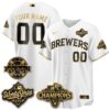 Milwaukee Brewers 2026 NL Champions Bob Uecker Patch Custom Vapor Jersey - All Stitched - White Gold