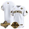 Milwaukee Brewers Team 2026 World Series Bob Uecker Patch Vapor Limited Jersey V2 - All Stitched - White Gold