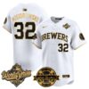 Milwaukee Brewers Jacob Misiorowski 2026 World Series Bob Uecker Patch Vapor Limited Jersey V2 - All Stitched - White Gold