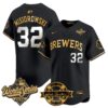 Milwaukee Brewers Jacob Misiorowski 2026 World Series Bob Uecker Patch Vapor Limited Jersey V2 - All Stitched - Black Gold