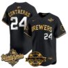Milwaukee Brewers William Contreras 2026 World Series Bob Uecker Patch Vapor Limited Jersey V2 - All Stitched - Black Gold