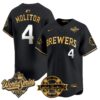 Milwaukee Brewers Paul Molitor 2026 World Series Bob Uecker Patch Vapor Limited Jersey V2 - All Stitched - Black Gold