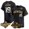 Milwaukee Brewers Robin Yount 2026 World Series Bob Uecker Patch Vapor Limited Jersey V2 - All Stitched - Black Gold