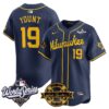 Milwaukee Brewers Robin Yount 2026 World Series Bob Uecker Patch Vapor Limited Jersey V2 - All Stitched - Navy
