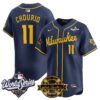 Milwaukee Brewers Jackson Chourio 2026 World Series Bob Uecker Patch Vapor Limited Jersey V2 - All Stitched - Navy
