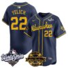 Milwaukee Brewers Christian Yelich 2026 World Series Bob Uecker Patch Vapor Limited Jersey V2 - All Stitched - Navy