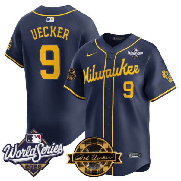 Milwaukee Brewers Bob Uecker 2026 World Series Bob Uecker Patch Vapor Limited Jersey V2 - All Stitched - Navy
