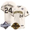 Milwaukee Brewers William Contreras 2026 World Series Bob Uecker Patch Vapor Limited Jersey V2 - All Stitched - Cream
