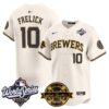 Milwaukee Brewers Sal Frelick 2026 World Series Bob Uecker Patch Vapor Limited Jersey V2 - All Stitched - Cream