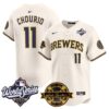Milwaukee Brewers Jackson Chourio 2026 World Series Bob Uecker Patch Vapor Limited Jersey V2 - All Stitched - Cream