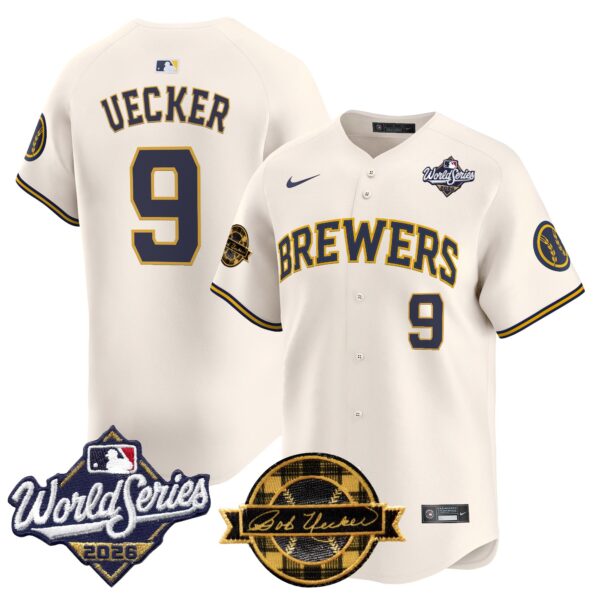 Milwaukee Brewers Bob Uecker 2026 World Series Bob Uecker Patch Vapor Limited Jersey V2 - All Stitched - Cream