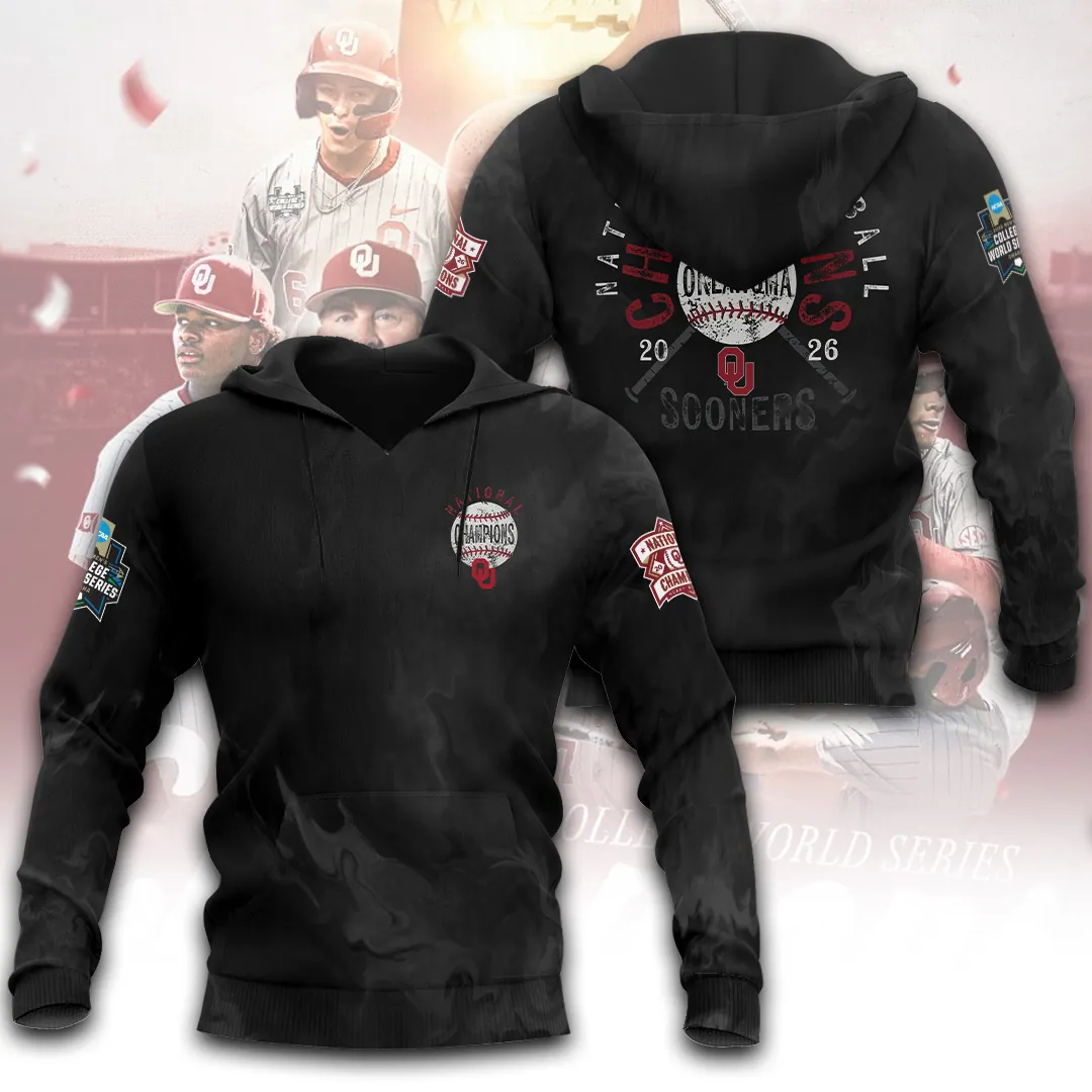 Oklahoma Sooners 2026 NCAA Baseball Men’s College World Series Champions 3D Apparel TLILY9 - Image 3