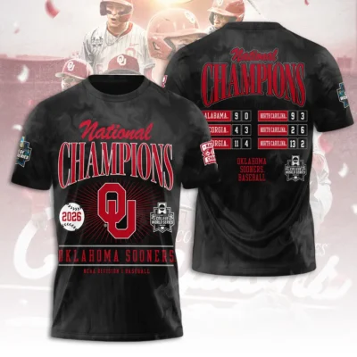 Oklahoma Sooners 2026 NCAA Baseball Men’s College World Series Champions 3D Apparel TLILY7