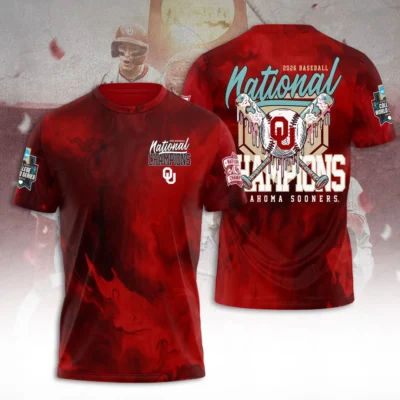 Oklahoma Sooners 2026 NCAA Baseball Men’s College World Series Champions 3D Apparel TLILY5