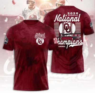 Oklahoma Sooners 2026 NCAA Baseball Men’s College World Series Champions 3D Apparel TLILY4