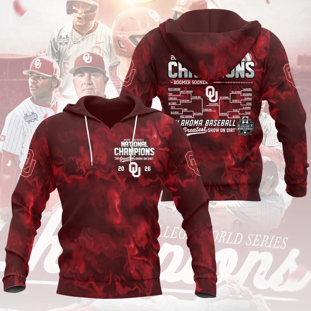 Oklahoma Sooners 2026 NCAA Baseball Men’s College World Series Champions 3D Apparel TLILY10 - Image 2