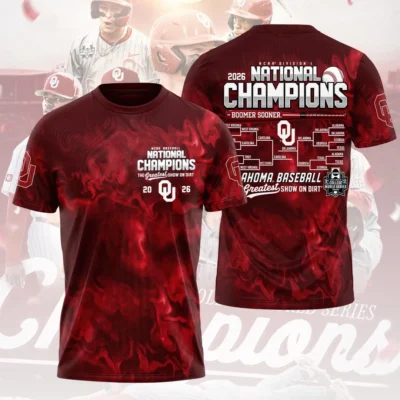 Oklahoma Sooners 2026 NCAA Baseball Men’s College World Series Champions 3D Apparel TLILY10