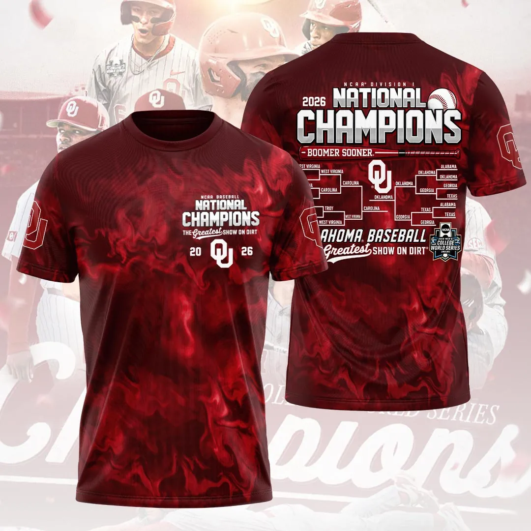 Oklahoma Sooners 2026 NCAA Baseball Men’s College World Series Champions 3D Apparel TLILY10