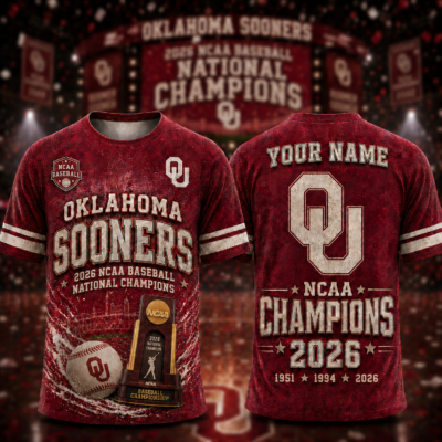 Oklahoma Sooners 2026 NCAA Baseball Men’s College World Series Champions 3D Apparel TLILY11
