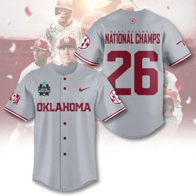 Oklahoma Sooners 2026 NCAA Baseball Men’s College World Series Champions Baseball Jersey - BJLILY003