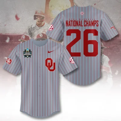 Oklahoma Sooners 2026 NCAA Baseball Men’s College World Series Champions Baseball Jersey - BJLILY006