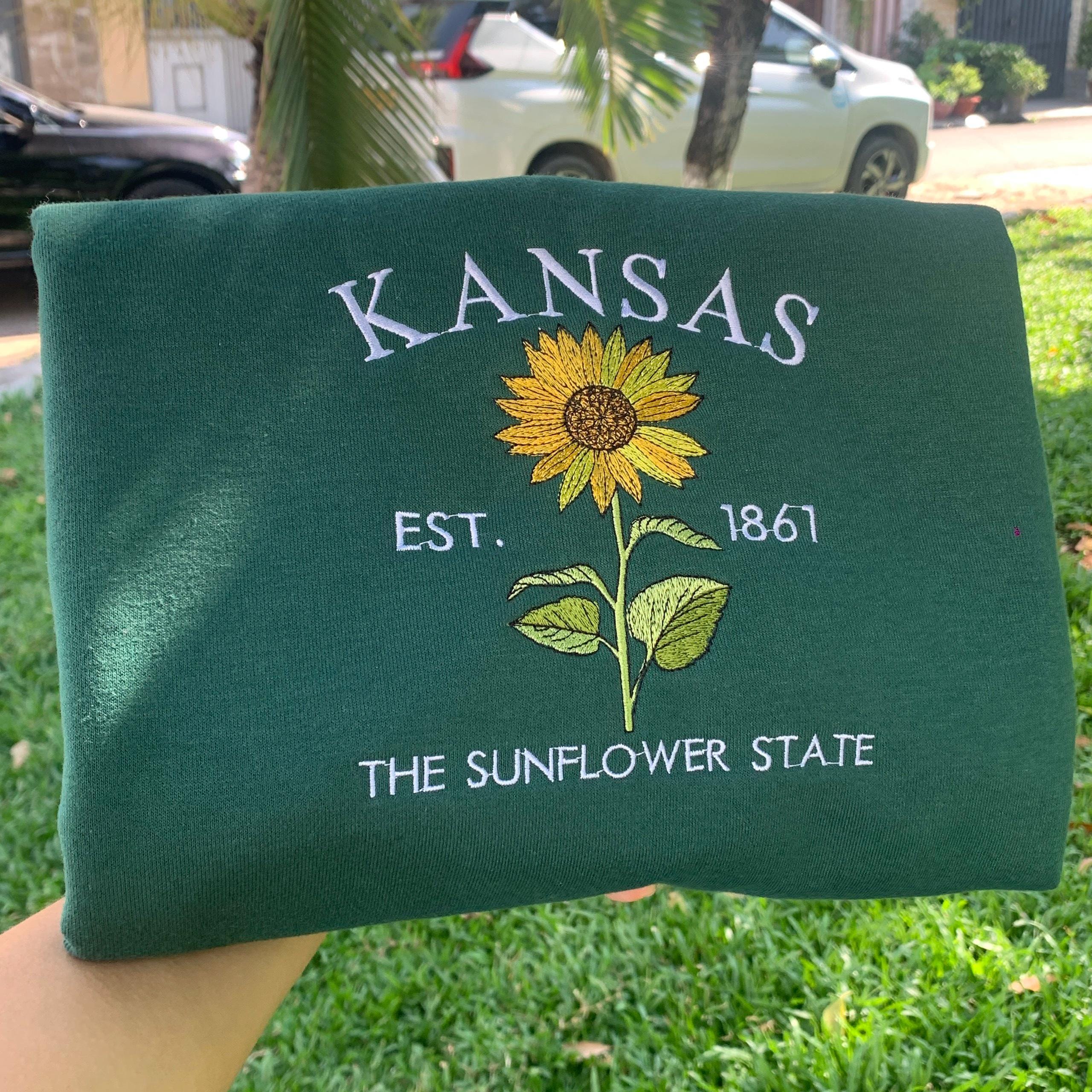 Embroidered Kansas Sunflower State Sweatshirt