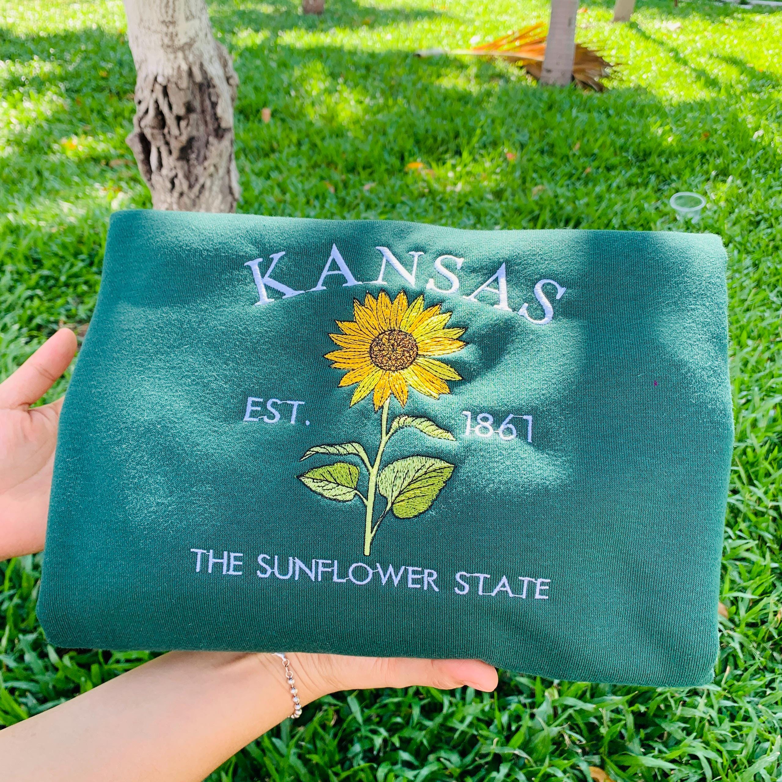 Embroidered Kansas Sunflower State Sweatshirt - Image 2