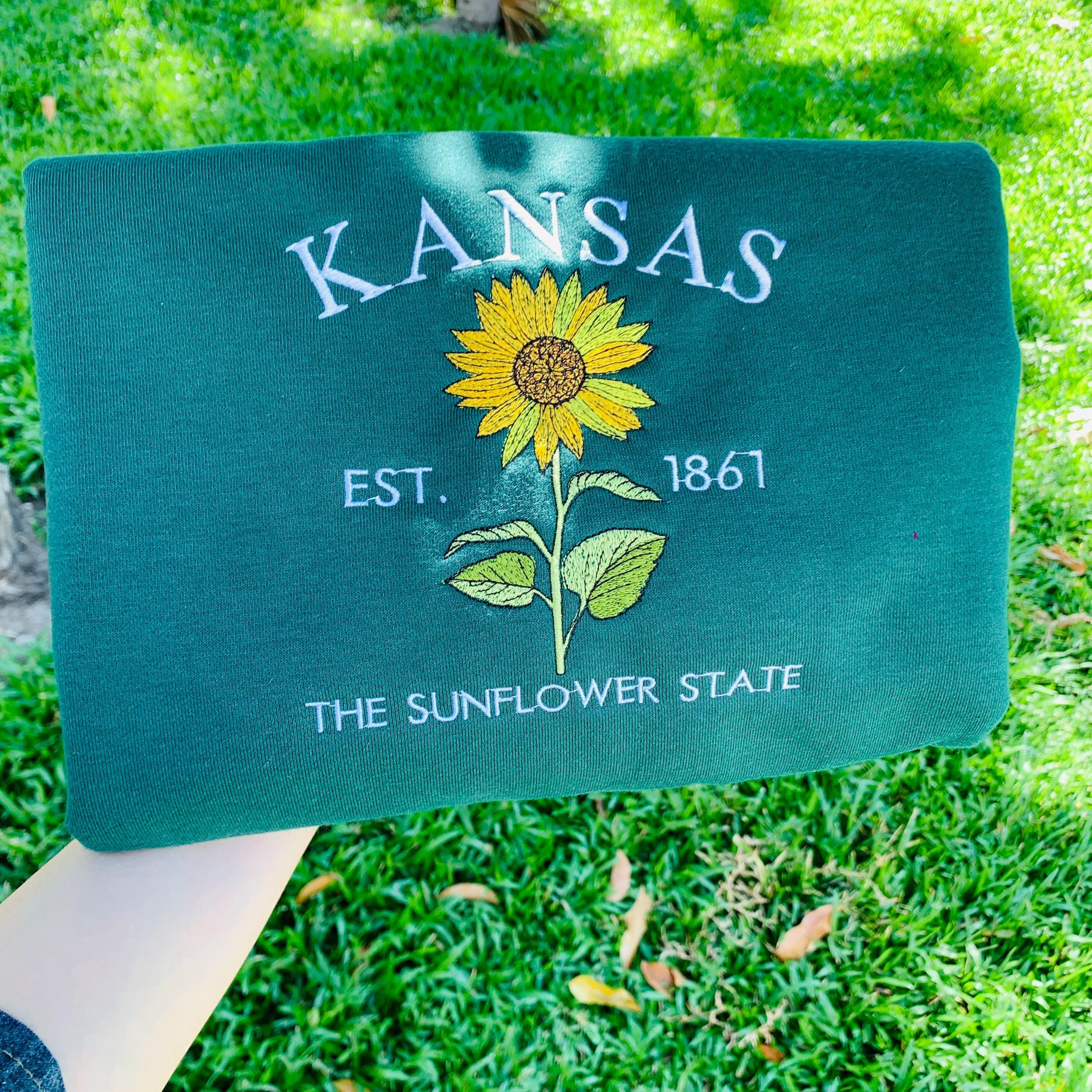 Embroidered Kansas Sunflower State Sweatshirt - Image 3