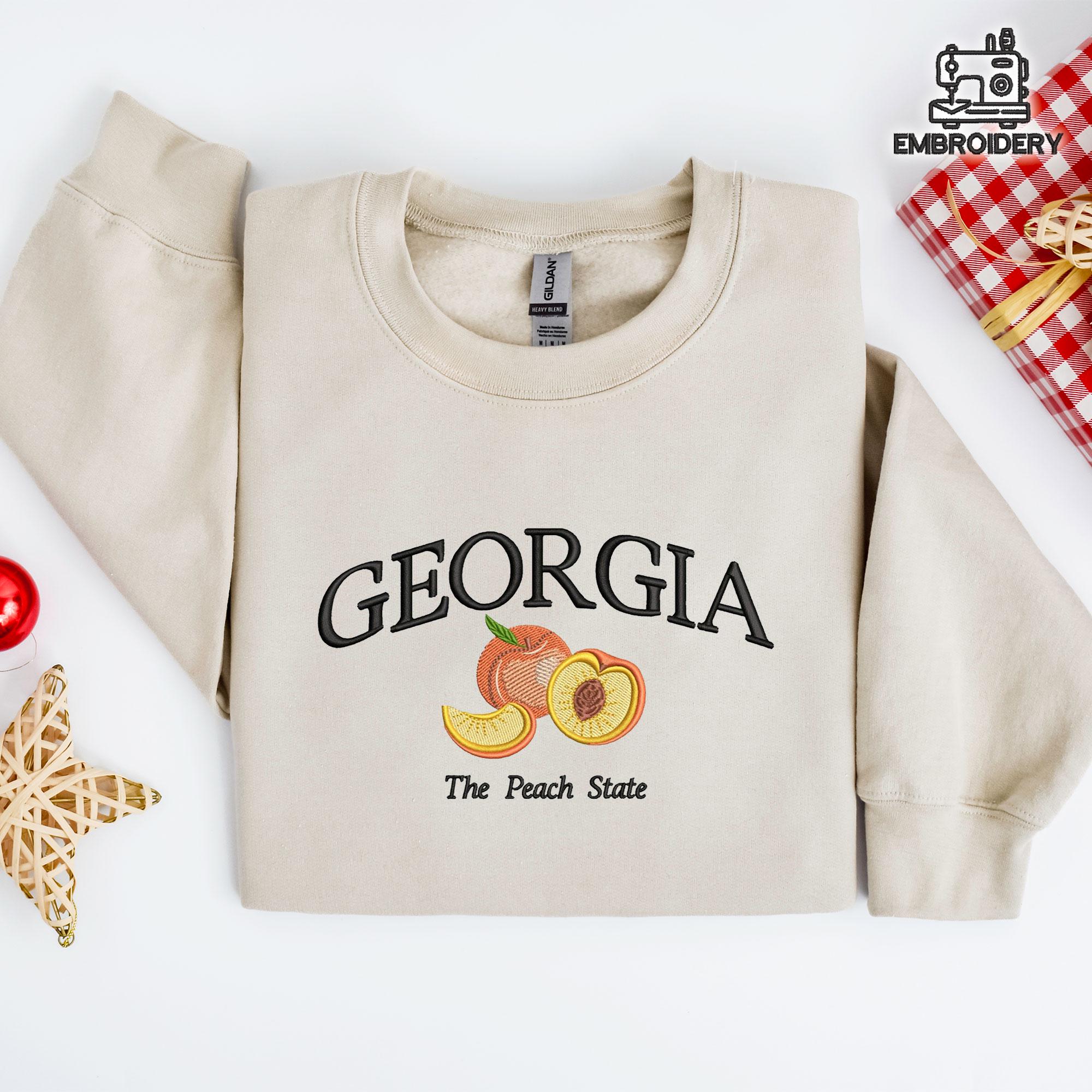 Embroidered Georgia Peach State Fruit Sweatshirt