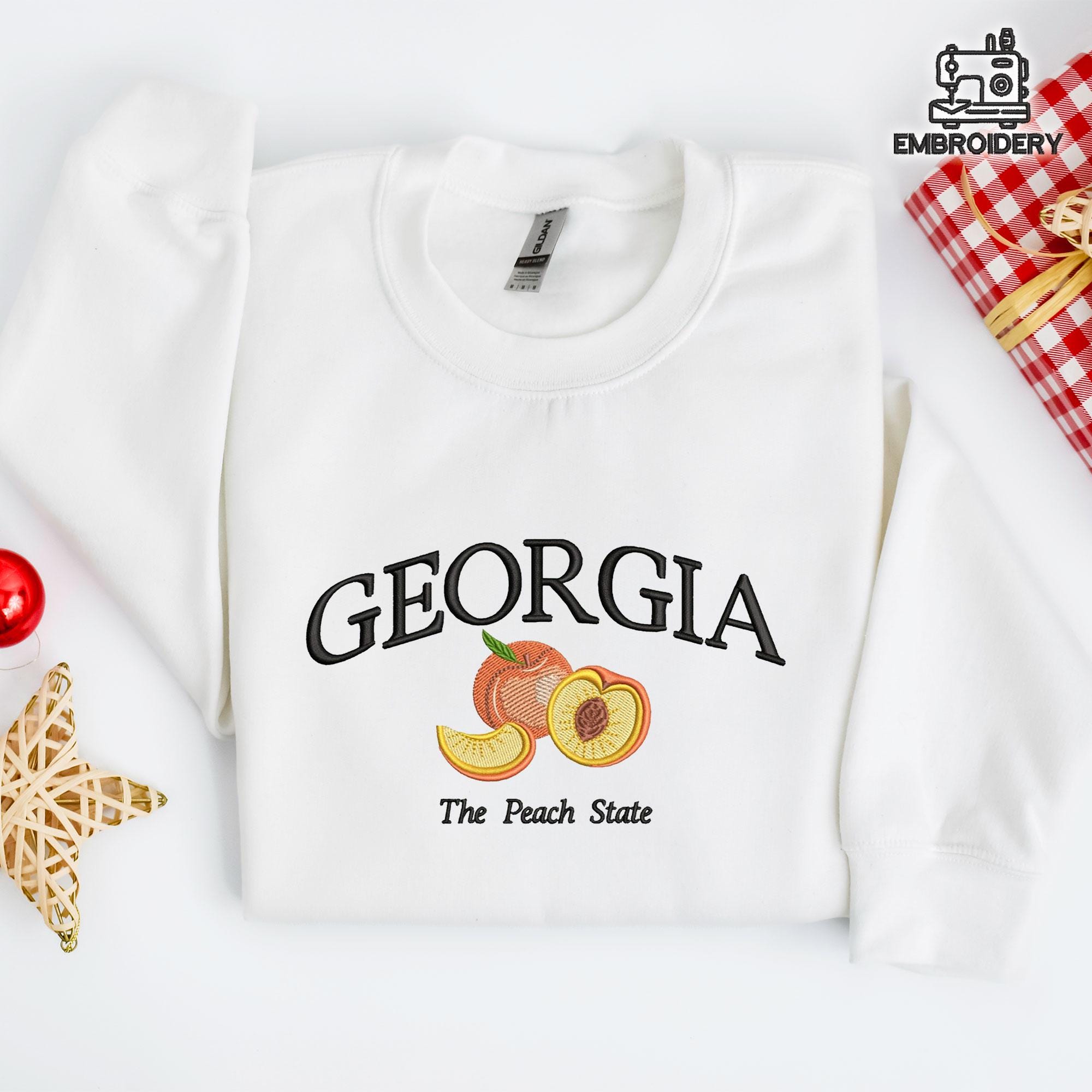 Embroidered Georgia Peach State Fruit Sweatshirt - Image 2