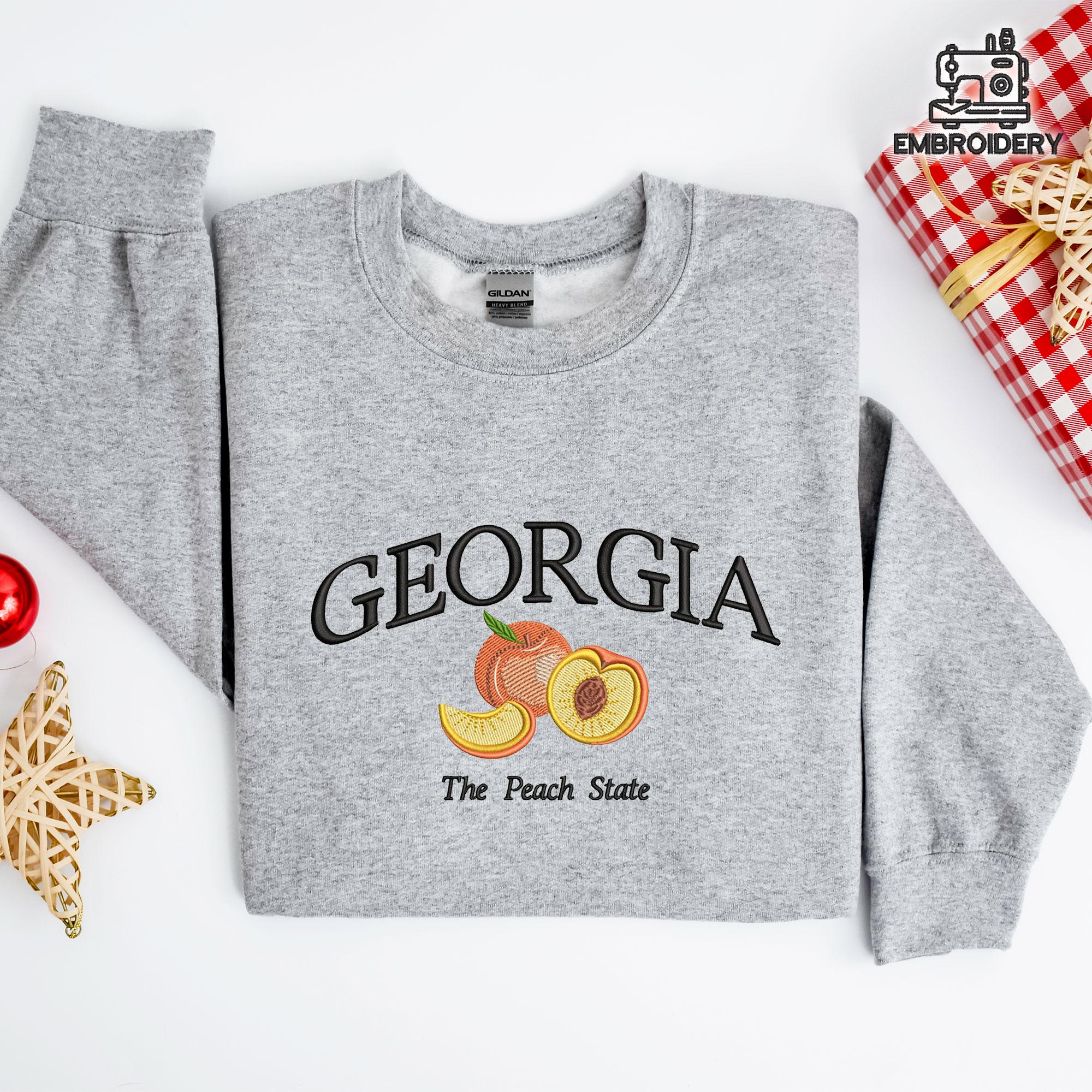 Embroidered Georgia Peach State Fruit Sweatshirt - Image 3