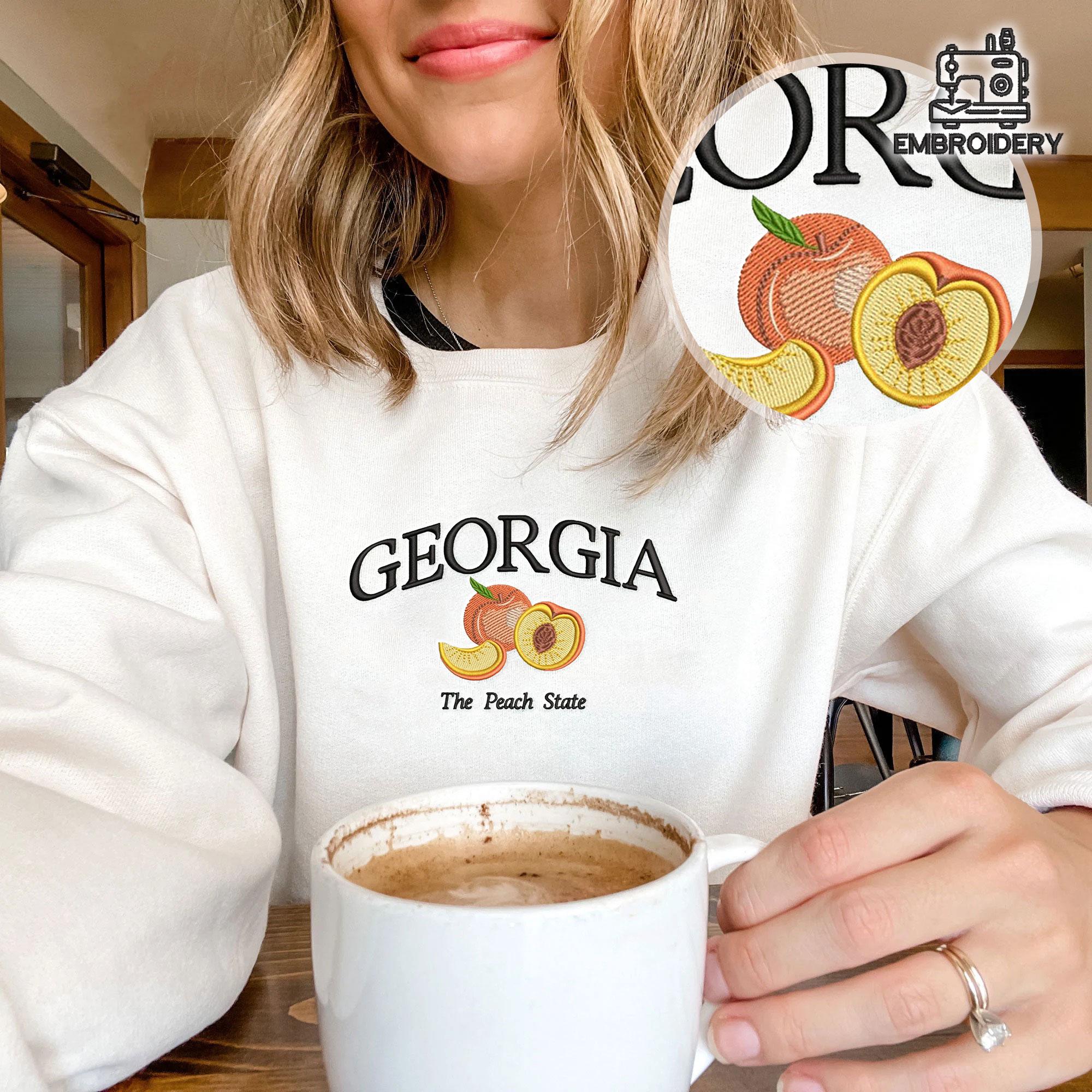 Embroidered Georgia Peach State Fruit Sweatshirt - Image 4